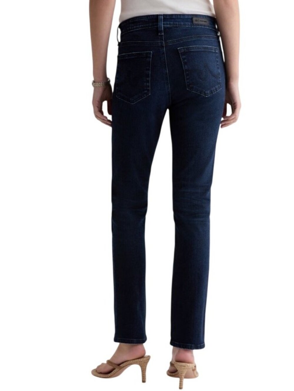 AG Adriano Goldschmied Mari High Rise Slim Straight Jeans Sz 31 Dark Wash Indigo - Picture 2 of 16